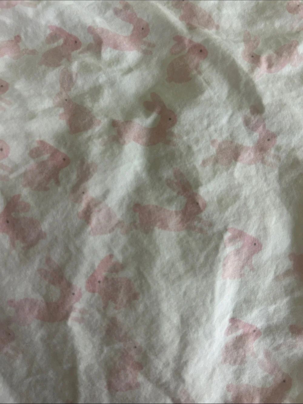 Pottery Barn Kids Pink Bunny Print crib Sheet - White Background